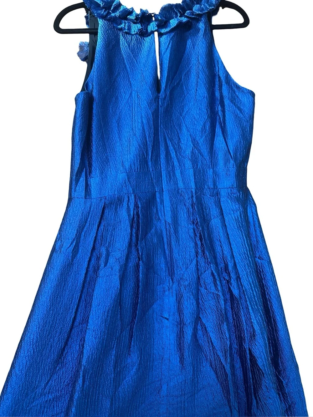 Kay Unger Blue V-Neck Floral Appliqué Vintage Autumn wedding guest Dress Size 12 - Picture 5 of 10